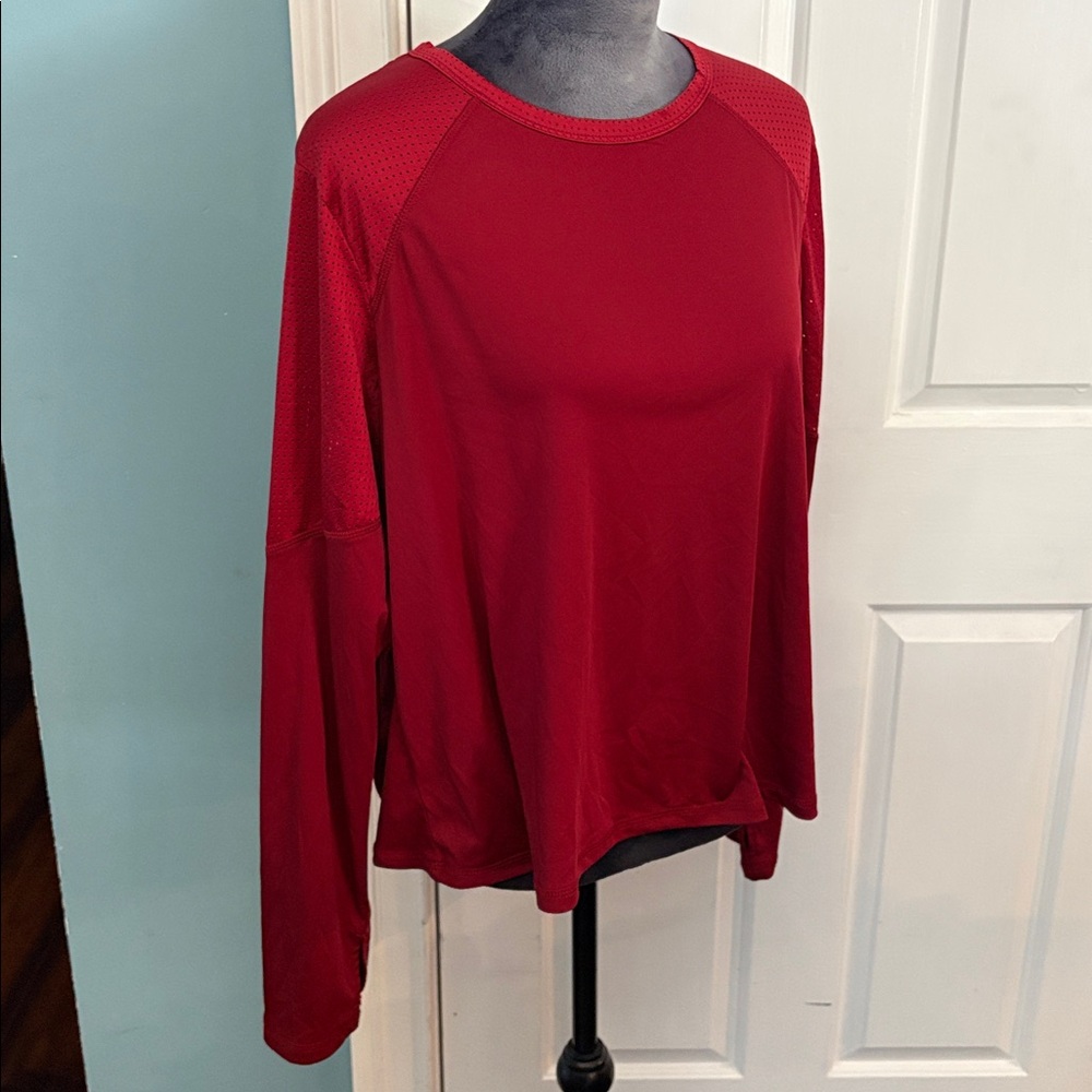 Champion Women's Red Long Sleeve Top with Cut Out Feature in Back